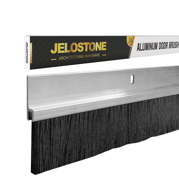 JELOSTONE 2 Pack - Aluminum Door Sweep with Nylon Brush Seal, UL Fire-Rated, Weatherstrip for Energy Efficiency, JS-NB181