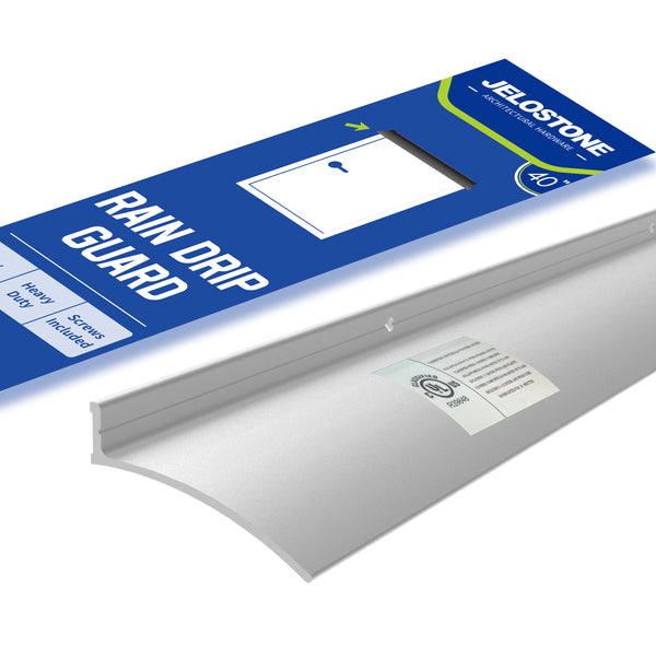 JELOSTONE Door Rain Drip Guard - Over Door and Window Drip Cap Rain Deflector - Drip Edge Roof Rain Diverter Guards House - 2.5 Inches Wide, 40 inches Long, Aluminum JS-346RD