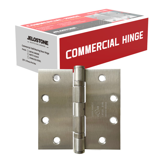 JELOSTONE 3 Pack - 4.5'' x 4.5'' Commercial Ball Bearing Door Hinge, UL Listed & 3 Hour Fire Rated, Full Mortise, Non-Removable Pin, JS-5BB1