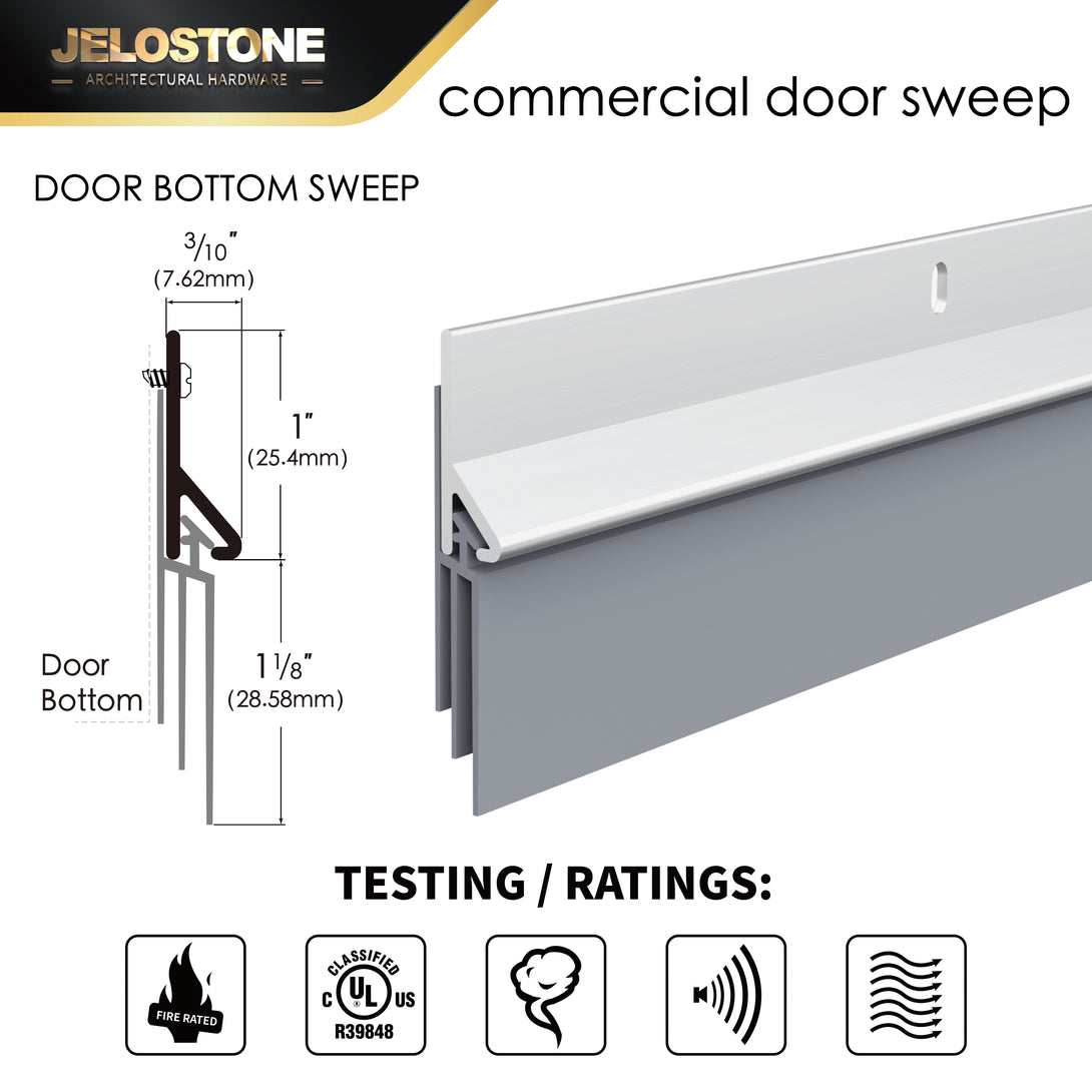 JELOSTONE 2-Pack Commercial Door Bottom Sweep – Heavy Duty Aluminum, Fire Rated, Vinyl Insert, Dark Bronze, 36"