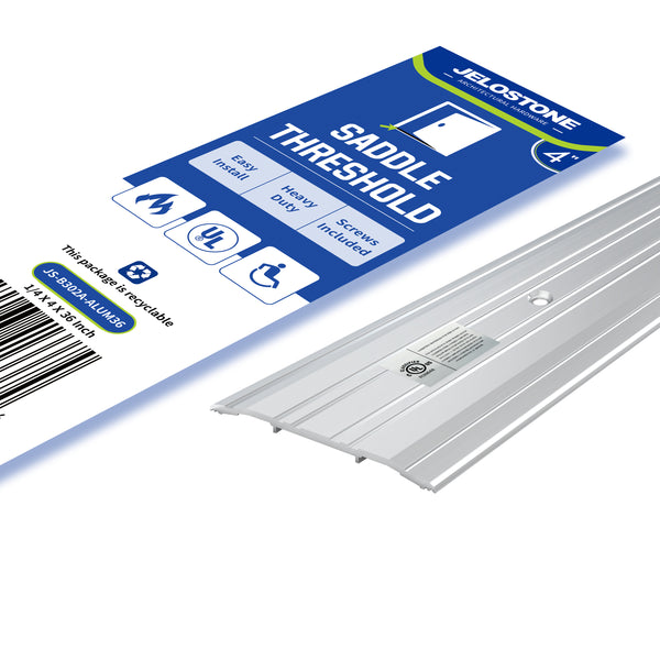JELOSTONE 4" W x 1/4" H x 36" L - Commercial Aluminum Door Threshold- Door Saddle- ADA accessible Barrier Free- Fire Rated- Door Thresholds for Exterior Doors, B302A