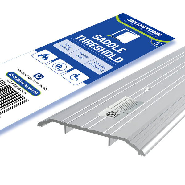 JELOSTONE Heavy-Duty Aluminum Door Threshold - ADA Accessible, Barrier Free, Fire Rated Door Saddle, Exterior Door Threshold, B301N