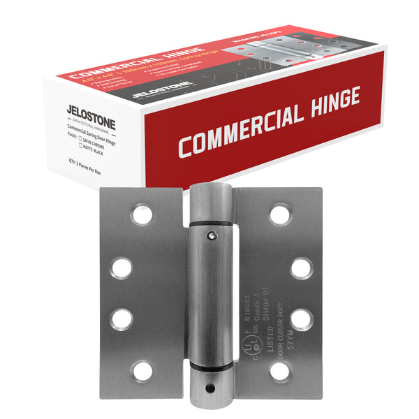 JELOSTONE 3 Pack - 4.0"x4.0" Self Closing Reversible Door Hinge - Heavy Duty Commercial Spring Door Hinge - UL Listed with Complete Installation Hardware