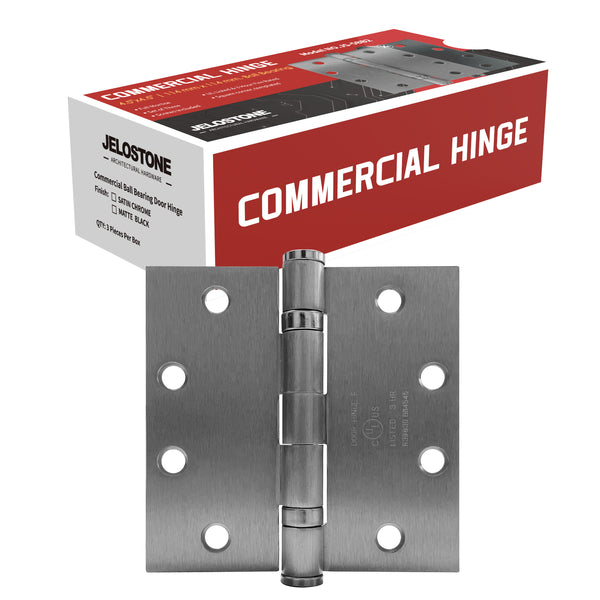 JELOSTONE 3 Pack - Commercial Grade Ball Bearing Door Hinge 4-1/2 x 4-1/2, UL Listed & 3 Hour Fire Rated, Full Mortise, JS-5BB2