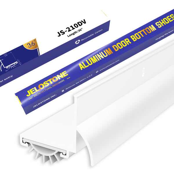 JELOSTONE L-Shaped Door Bottom Shoes with Rain Drip - Fire Rated - Heavy Duty Aluminum with Eco-V Vinyl Seal Insert, Weatherproof & Soundproof for Exterior Doors, JS-210DV